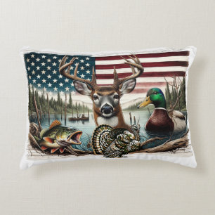 Deer and USA Country Accent Pillow
