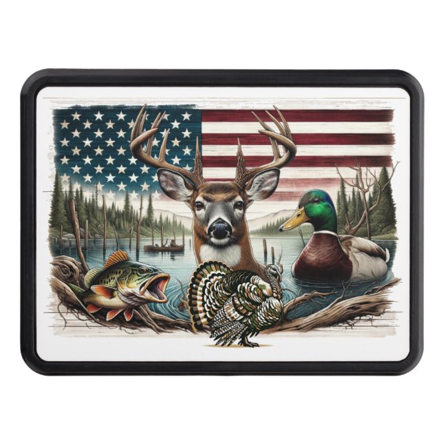 Deer and USA Country Hitch Cover (Front)