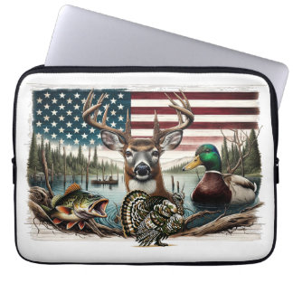 Deer and USA Country Laptop Sleeve