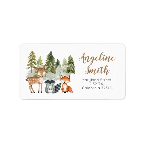 Deer animal adventure Camper Baby Shower Address  Label