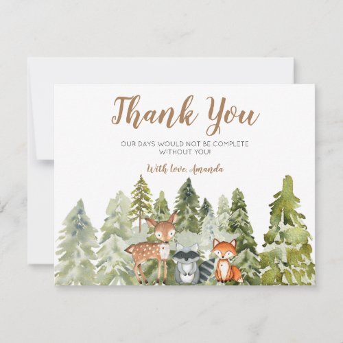 Deer animal adventure Camper Baby Shower Thank You Card