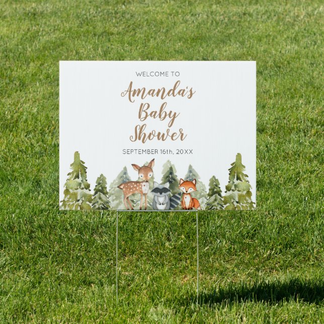 Deer animal adventure Camper Baby Shower Welcome Sign (Insitu)
