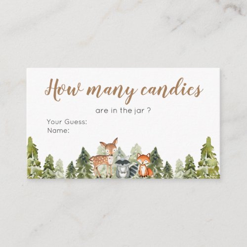 Deer animal adventure Camper How Many Candies Enclosure Card