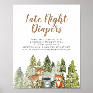 Deer animal adventure Camper Late Night Diapers Poster
