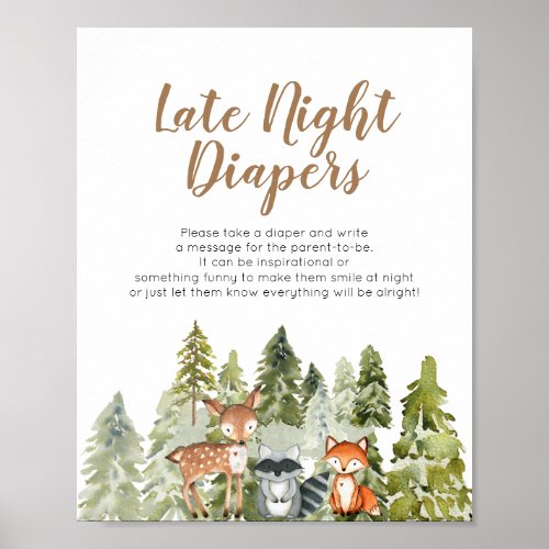 Deer animal adventure Camper Late Night Diapers Poster