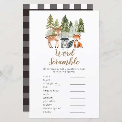 Deer animal adventure Camper Word Scramble