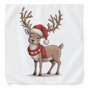 Deer Animal Christmas Deer Santa Hat Xmas  Bandana