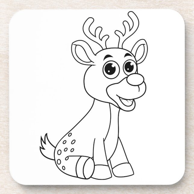 Deer Animal Fawn Baby Young Animal Cute Postcard P Beverage Coaster (Front)