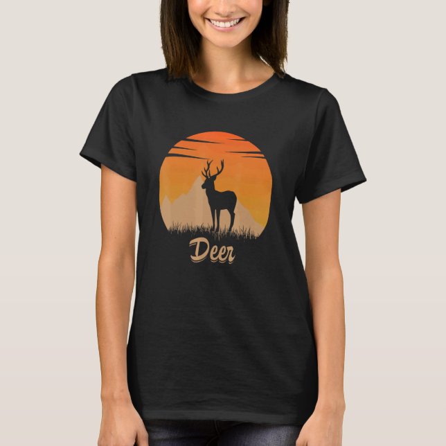 Deer Animal Hot In The Mounta In Nature T-Shirt (Front)