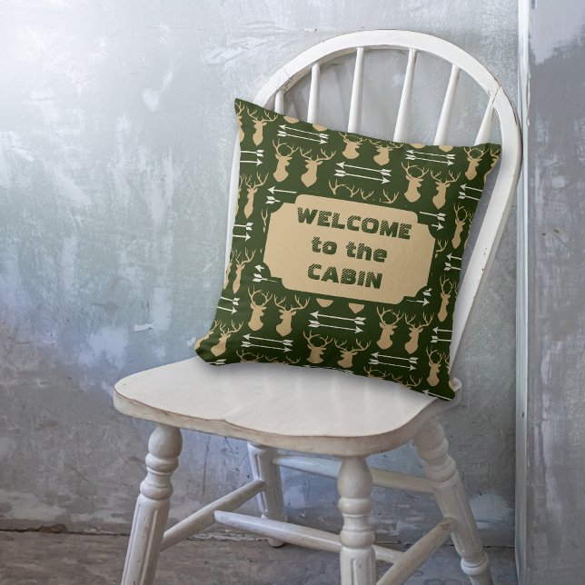 Deer Antler Arrow Pattern Cabin Throw Pillow (Creator Uploaded)