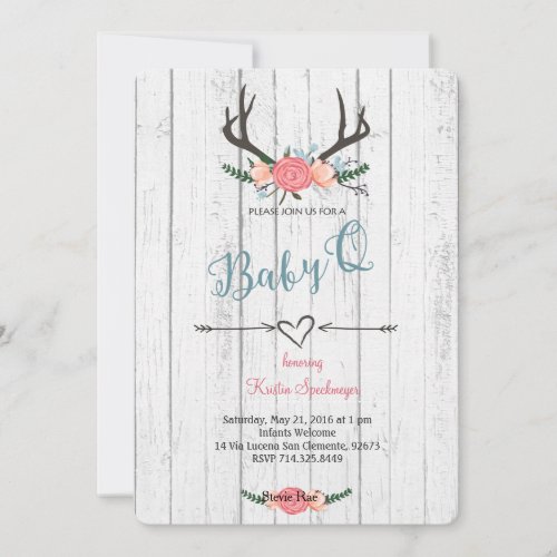 Deer Antler Baby Q Shower invitation