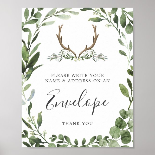 Deer Antler Baby Shower Address Envelope Sign (Front)