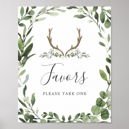 Deer Antler Baby Shower Favors Sign