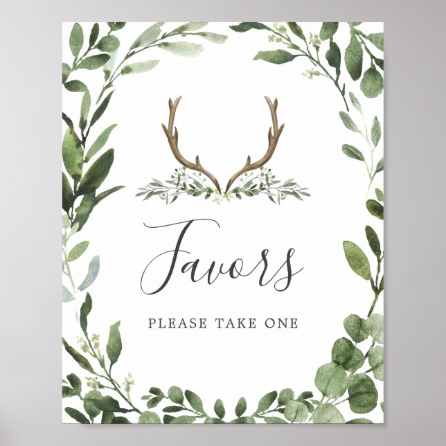 Deer Antler Baby Shower Favors Sign (Front)
