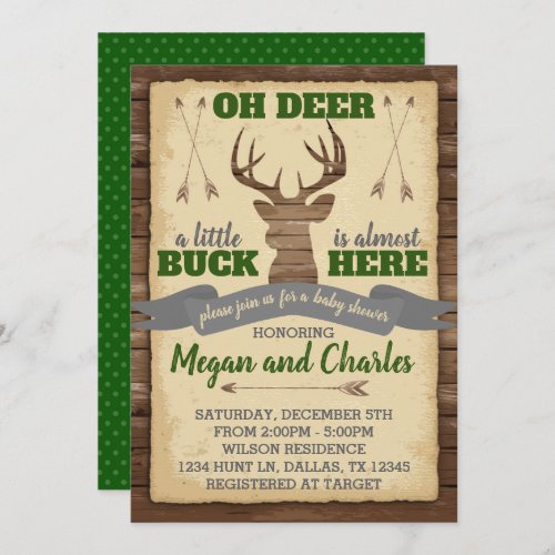 Deer Antler Baby Shower Invitation Invite