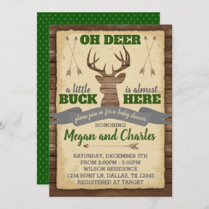 Deer Antler Baby Shower Invitation Invite