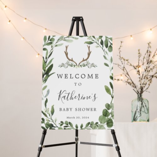 Deer Antler Baby Shower Welcome Sign Foam Board