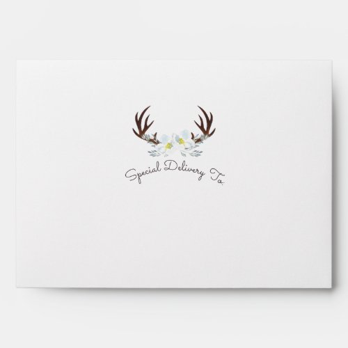 Deer Antler Blue Floral Envelope