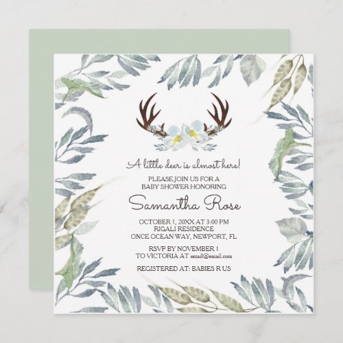 DEER ANTLER Boy Baby Shower Invite _ Square