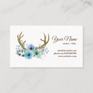 deer antler, flowers business card
