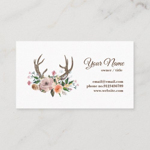deer antler flowers business card