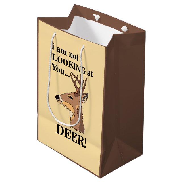 Deer Antler Funny Medium Gift Bag (Front Angled)