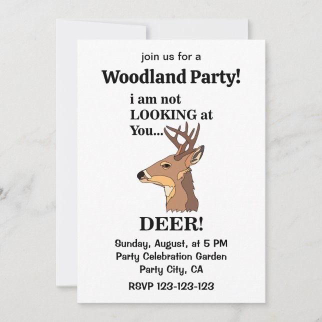 Deer Antler Funny Woodland Party Invitation (Front)