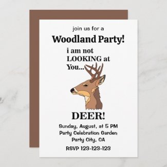Deer Antler Funny Woodland Party Invitation