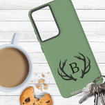 Deer Antler Monogram Samsung Galaxy S21 Ultra Case<br><div class="desc">This cell phone case with deer antler graphic has an outdoor rustic appeal. Personalize it with your desired initial.</div>
