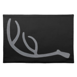 Deer Antler on Charcoal Background, Left Facing. Cloth Placemat