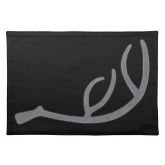 Deer Antler on Charcoal Background, Right Facing. Cloth Placemat