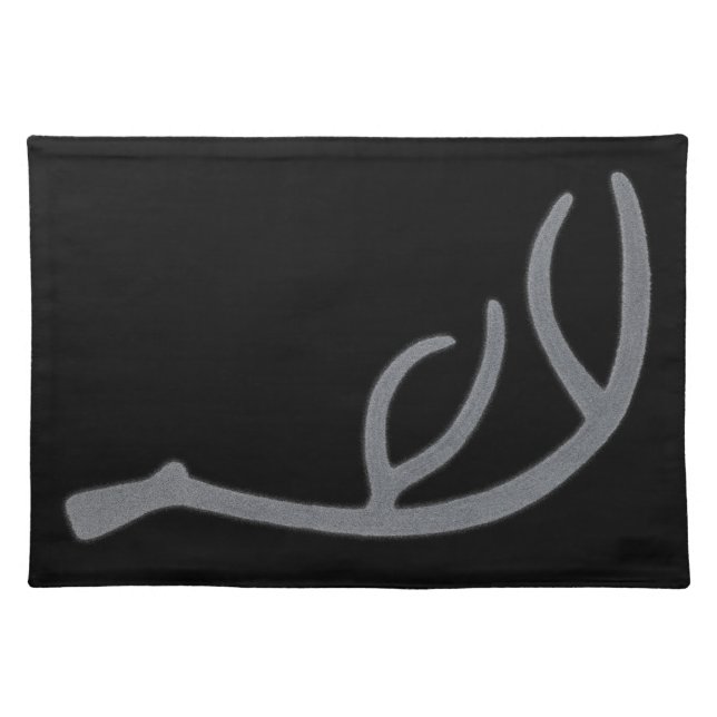 Deer Antler on Charcoal Background, Right Facing. Cloth Placemat (Front)