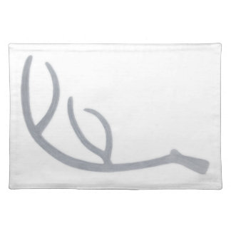 Deer Antler on Light-fog Background, Left Facing. Cloth Placemat