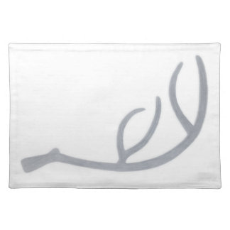 Deer Antler on Light-fog Background, Right Facing. Cloth Placemat