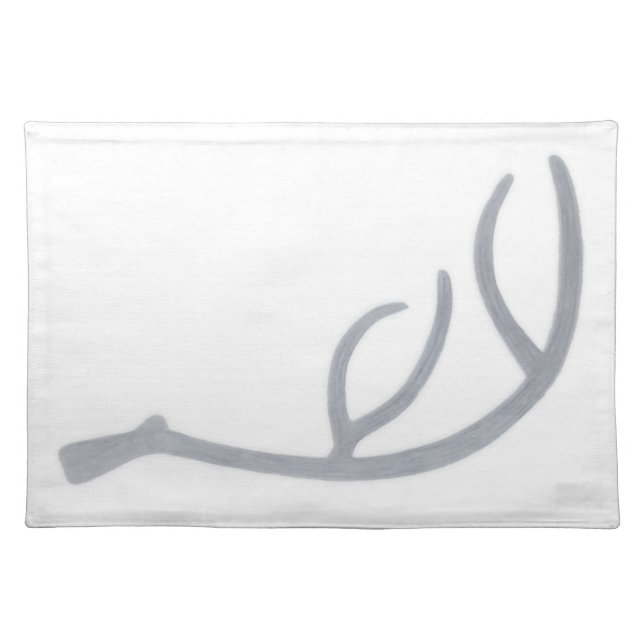 Deer Antler on Light-fog Background, Right Facing. Cloth Placemat (Front)