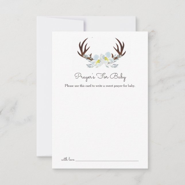 Deer Antler Prayers For Baby Invitation (Front)