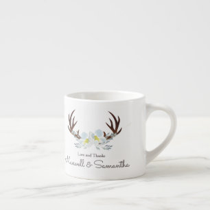 DEER ANTLER Rustic Sage Green Wedding Favor Espresso Cup