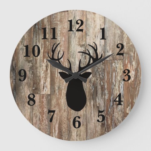 Deer Antler Rustic Wood Decor Large Large Clock