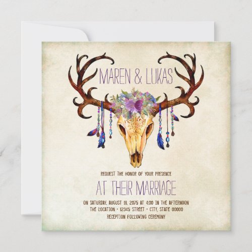 Deer Antler Southwestern Wedding Invitation