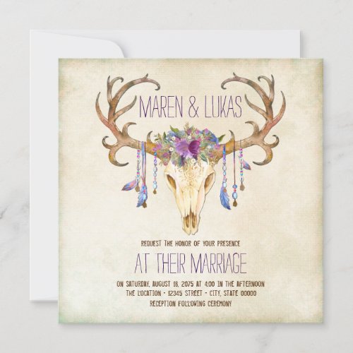 Deer Antler Southwestern Wedding Invitation