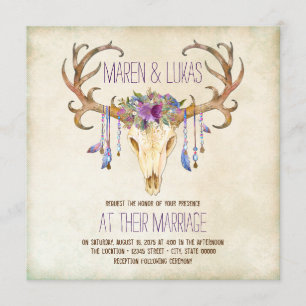 Deer Antler Southwestern Wedding Invitation