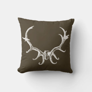 Deer Antler Stag Brown Retro Charm Antlers Throw Pillow