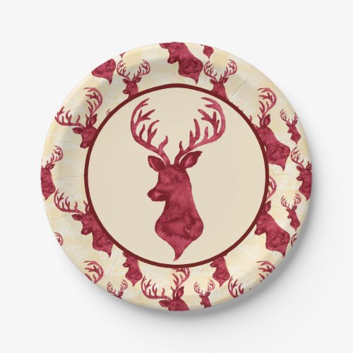 Deer Antler Watercolor Paper Plates