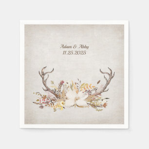 Deer Antler with flower bouquet Napkins