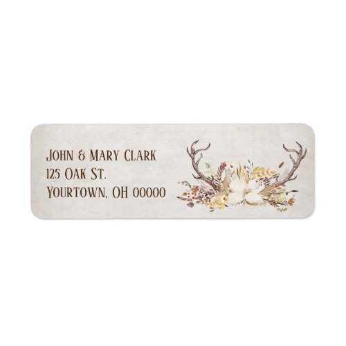 Deer Antlers and floral bouquet Label