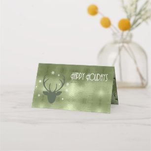 Deer Antlers Arrows Christmas Green ID861 Place Card