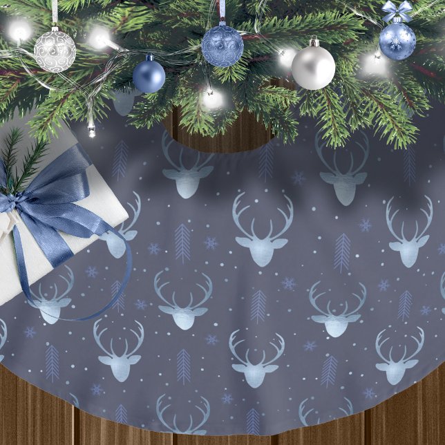 Deer Antlers Arrows Christmas Pattern Blue ID861  Brushed Polyester Tree Skirt (Creator Uploaded)