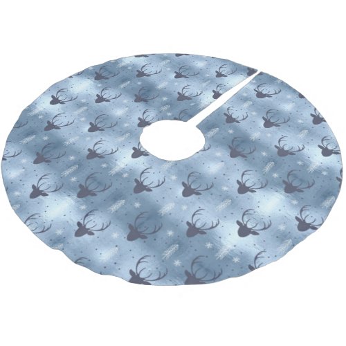 Deer Antlers Arrows Christmas Pattern Blue ID861 Brushed Polyester Tree Skirt