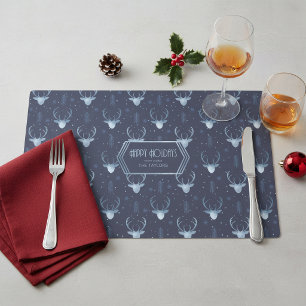 Deer Antlers Arrows Christmas Pattern Blue ID861 Placemat
