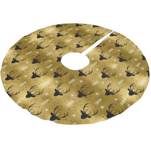 Deer Antlers Arrows Christmas Pattern Gold ID861 Brushed Polyester Tree Skirt